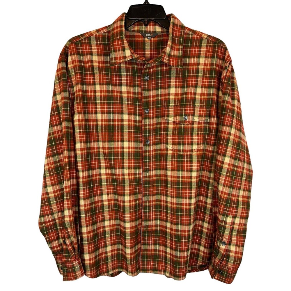 Royal Robbins Men's Burnt Orange Plaid Button Soft Flannel Shirt Size XL NWOT